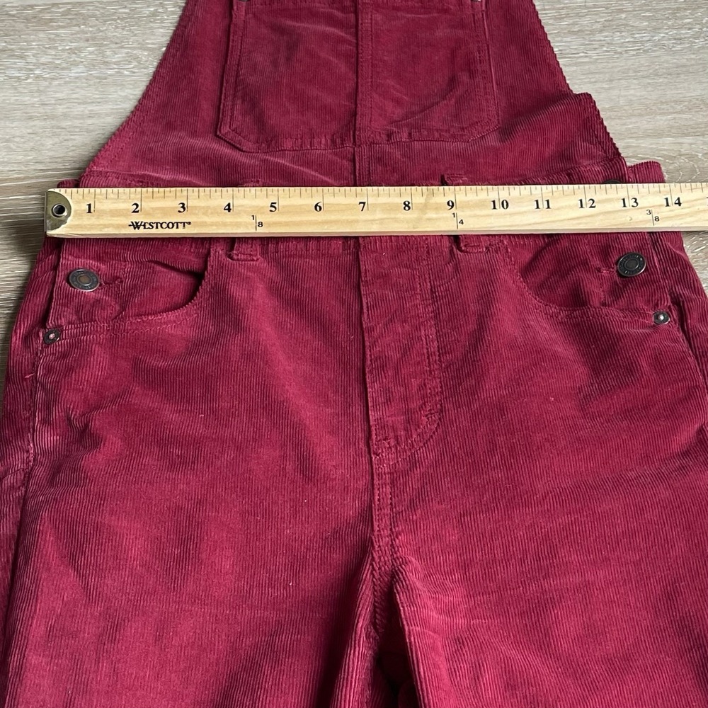 We The Free Corduroy Overalls Women Red Burgundy Boho Stretch Slim Leg Hippie - Picture 3 of 10
